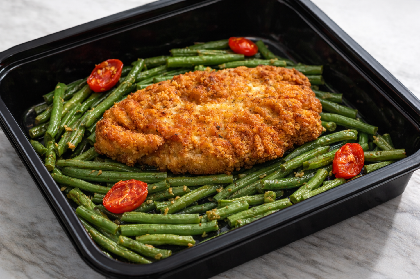 Chicken Schnitzel with Green Beans