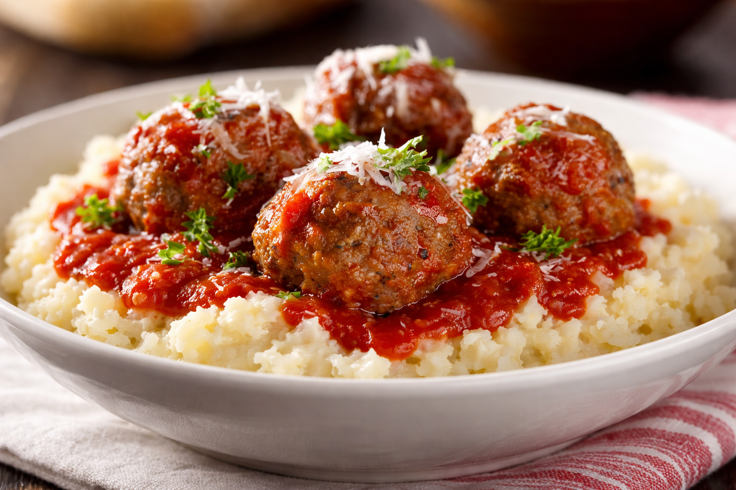 Meatballs with Mashed Cauliflower