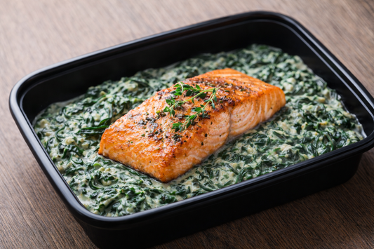 Grilled Salmon Fillet with Creamed Spinach