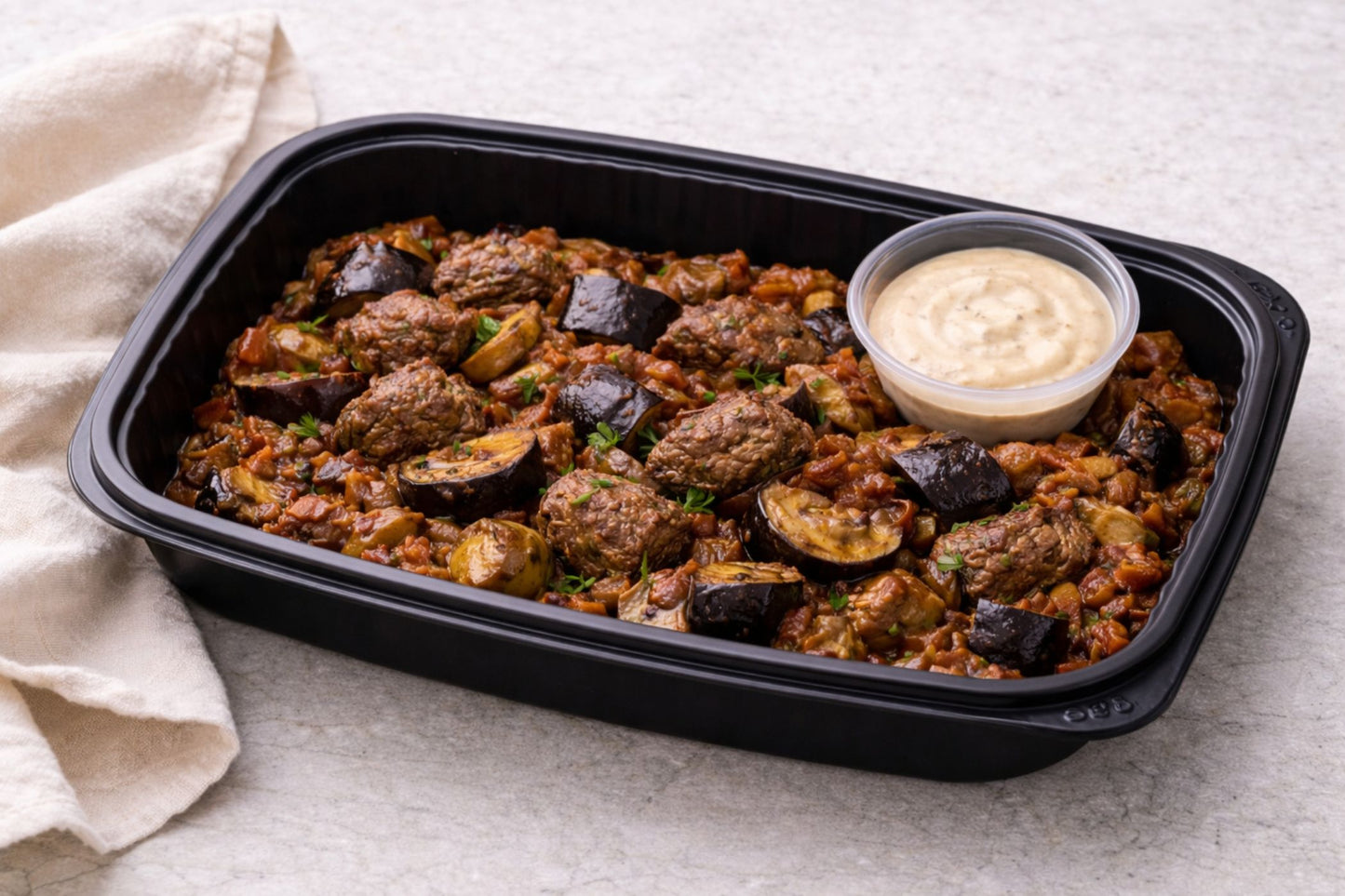 Mediterranean Beef Bowl with Roasted Eggplant