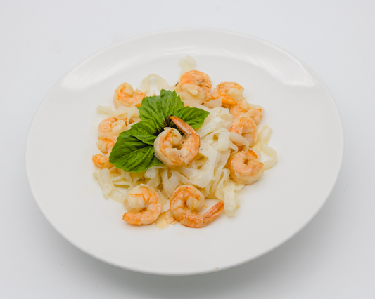 Konjac Garlic Shrimp Fettuccine