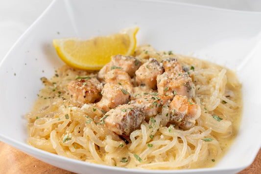 Grilled Salmon Spaghetti Shirataki